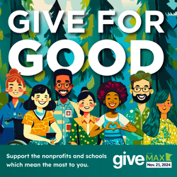 Image with people that says Give for Good. Support the nonprofits and schools which means most to you. Includes the GTMD logo