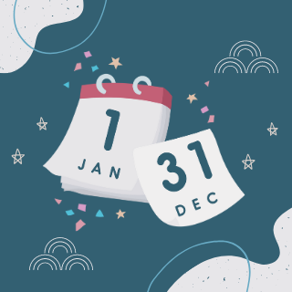 Illustration of the calendar switching from Dec. 31 to Jan. 1.